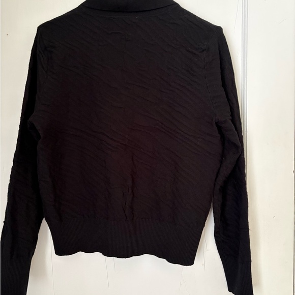 Precedent Los Angeles Black Textured Cardigan Sweater Gold Button Size S/ Chic - Picture 5 of 7